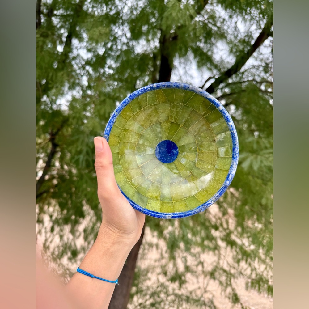 Serpentine & Lapis Lazuli bowl - Picture 2 of 8